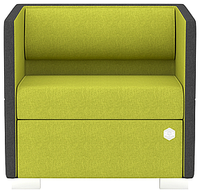 Диван одномісний офісний Lounge тканина Азур оливкова з сірим ширина 800 мм (Kulik System ТМ)
