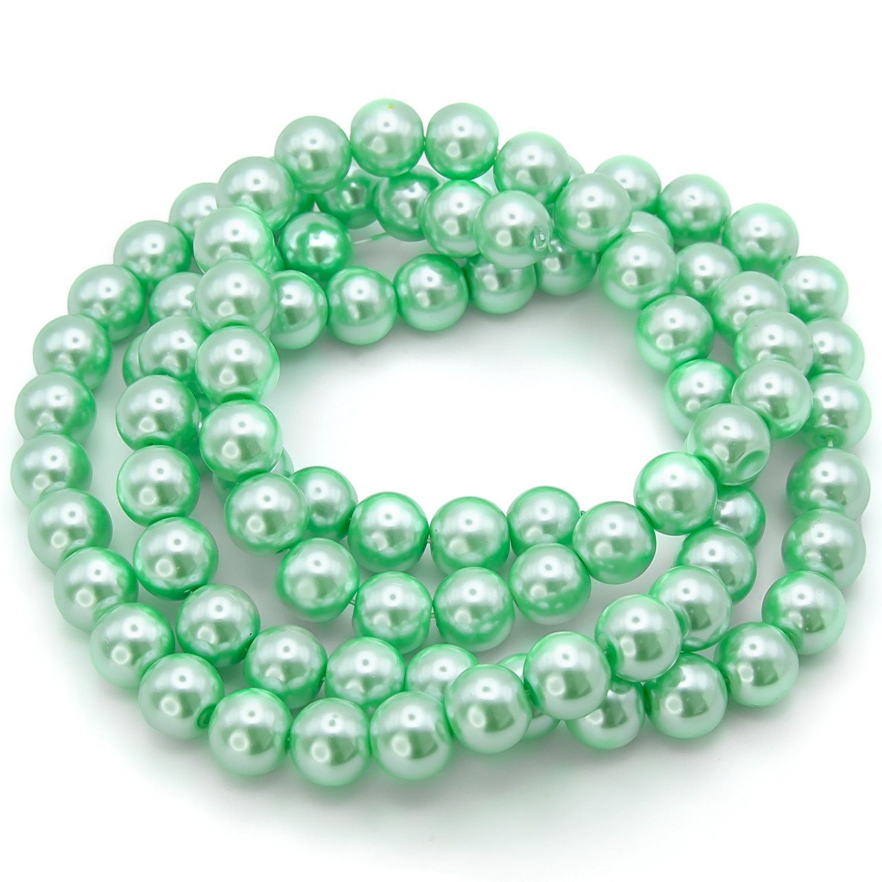 Намистини скло під перли Куля 10 мм ±90 шт. 80 см 63 М'ятний, фото 1