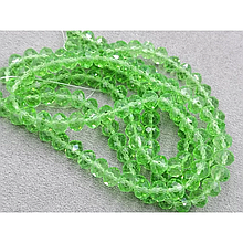 Намистини кришталеві рондель 8х6,5мм, світло-зелений