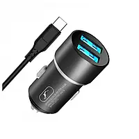 Автомобильное зарядное устройство SkyDolphin SZ02T Aluminium (2USB, 2.4A) Black (AZP-000072) + кабел