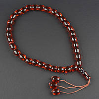 Чітки пластикові з темно-червоними напівпрозорими намистинами та висулькою кількість намистин 33 штуки довжина 80 см