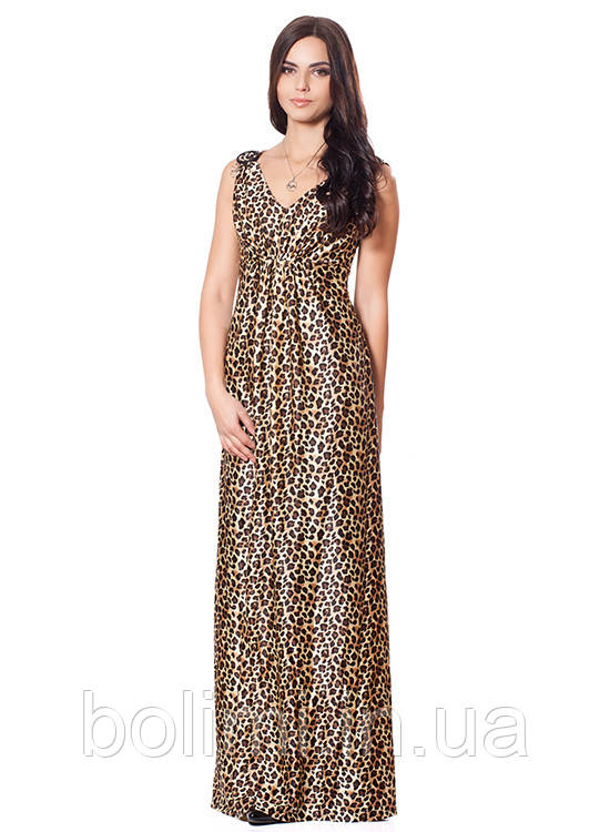 Жіноча довга сукня з леопардовим принтом