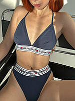 Спортивный комплект белья с логотипом Tommy Hilfiger, синий, брендовый комплект белья женский