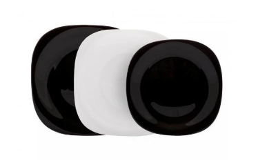 Сервиз столовый Luminarc Carine черно-белый с квадратными тарелками Black&White 18 предметов (N1479) - фото 2 - id-p1903670645
