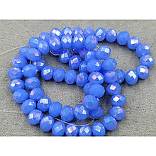 Намистини кришталеві рондель 8х6,5мм, темно-бузковий матово-прозорий з переливом