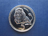 Монета 5 центов Родезия 2018 фауна лев