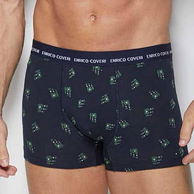 Чоловічі труси боксери, сині з принтом Enrico Coveri EB1245