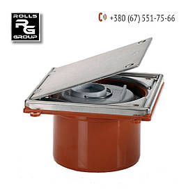 Лючок - прочистка ревізія з кришкою з неіржавної сталі 150х150 для труб ПП/ПВХ DN110, HL98