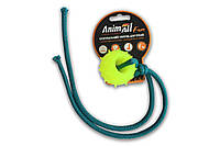 Игрушка для собак AnimAll Fun шар с канатом, желтая, 4 см