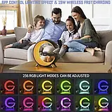Смарт-лампа-нічник Mini RGB 10W з бездротовою зарядкою G-Smart Light Sound Machine 15W з Bluetooth колонкою, фото 4