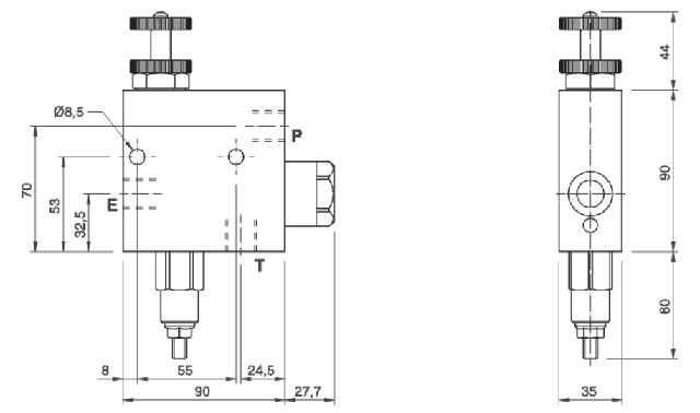 Розміри регулятора RFP3 3/8" c/VMP Розміри регулятора RFP3 3/8" c/VMP