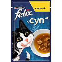 Влажный корм Purina Felix Soup для кошек, суп с курицей, 48 г х 30 шт