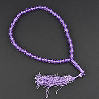 Чітки пластикові з фіолетовими намистинами з блискіточками та висувкою кількість намистин 33 штуки довжина 70 см