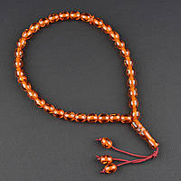 Чітки пластикові з темно жовтогарячими намистинами з блискіточками та висувкою кількість намистин 33 штуки довжина 70 см