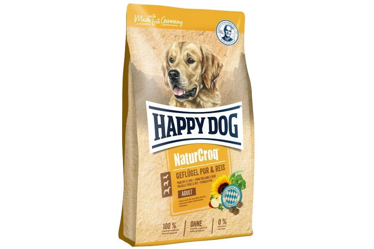 Корм Happy dog NaturCroq Geflugel 4 кг для дорослих собак з чутливим піщеваріт, з птахом