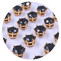 Сережки-гвоздики XР. Позолота 18К. Камені: чорний циркон. Діаметр: 6 мм 12 пар