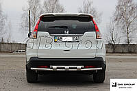 Защита заднего бампера (двойная нержавеющая труба - двойной ус) Honda CRV (12-16)