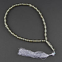 Чітки пластикові із сірими напівпрозорими намистинами та висулькою кількість намистин 33 штуки довжина 70 см