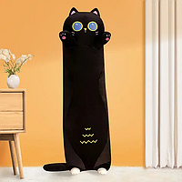 Игрушка плюшевая Кот батон Темная Ночь 110 см, Кот-подушка детская антистресс, Черный
