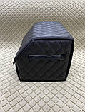 Автомобільний органайзер в багажник з екошкіри, Чорний з подвійним чорним рядком, Розмір S, 35*30*30 см, фото 3