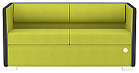 Диван офисный двухместный Lounge ткань Азур оливковая с серым ширина 1500 мм (Kulik System ТМ)