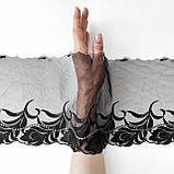 Ажурне мереживо вишивка на сітці: чорна і срібляста нитки на чорній сітці, ширина 18,5 см, фото 2