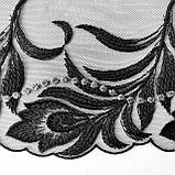 Ажурне мереживо вишивка на сітці: чорна і срібляста нитки на чорній сітці, ширина 18,5 см, фото 6