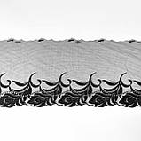 Ажурне мереживо вишивка на сітці: чорна і срібляста нитки на чорній сітці, ширина 18,5 см, фото 7