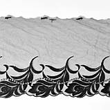 Ажурне мереживо вишивка на сітці: чорна і срібляста нитки на чорній сітці, ширина 18,5 см, фото 3