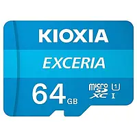 Карта памяти Kioxia 64GB MicroSDXC UHS-I Class 10 Exceria R100MB/s (LMEX1L064GG2) + SD-адаптер