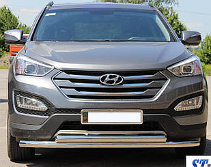 Кенгурник подвійний вус на Hyundai Santa Fe (c 2013----) Хюндай Санта Фе