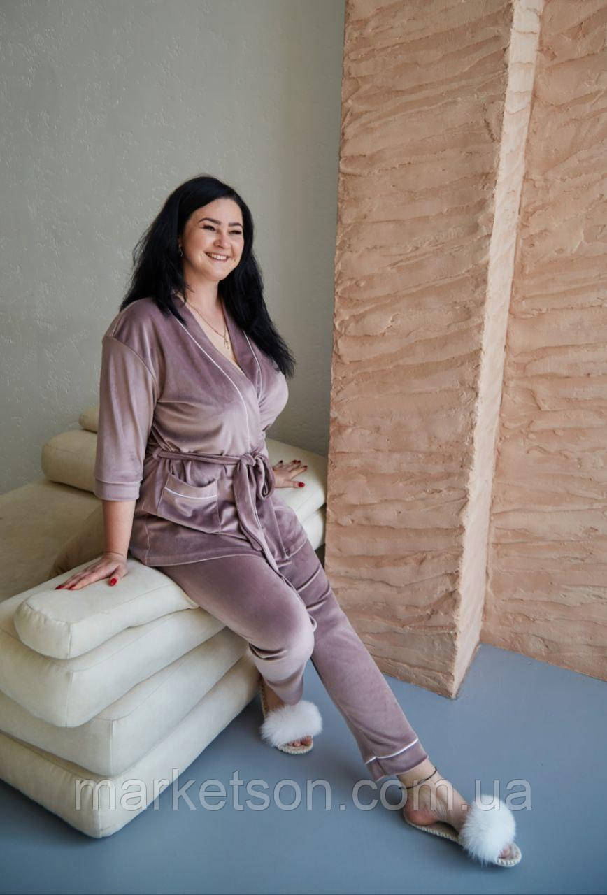 Велюровий домашній костюм піжама р.2XL,3XL,4XL,5XL