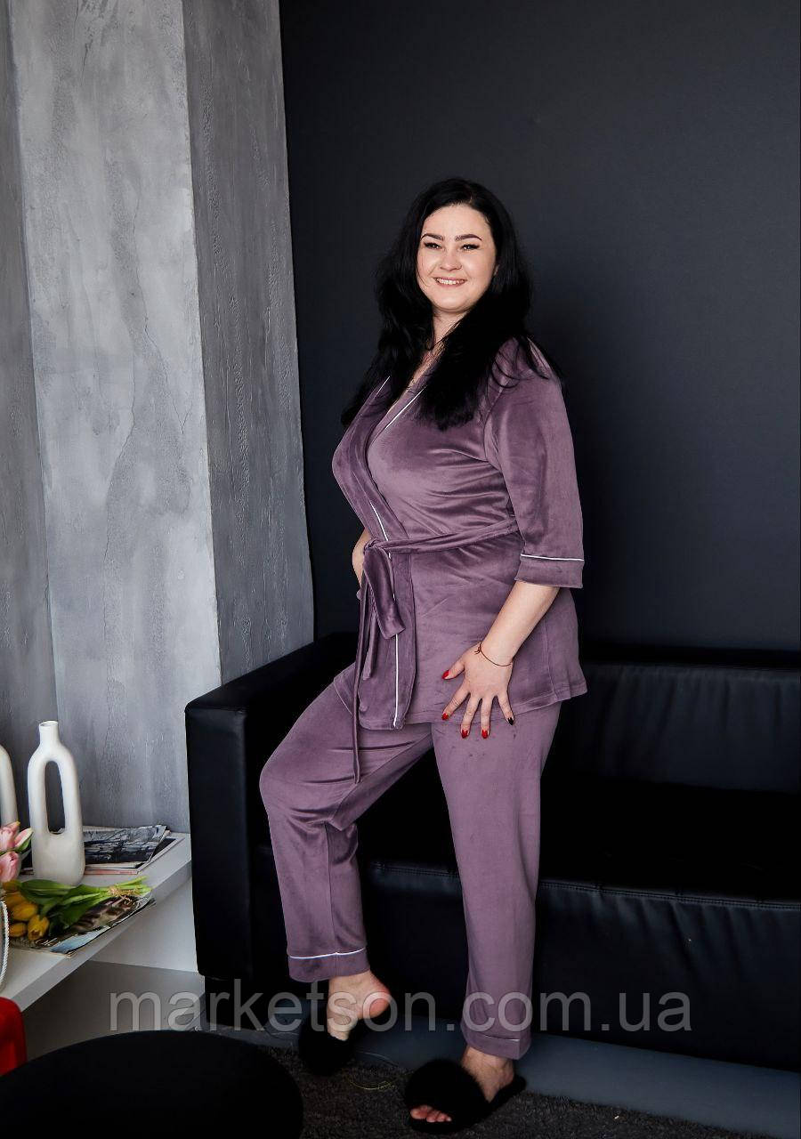 Велюровий домашній костюм піжама р.2XL,3XL,4XL,5XL