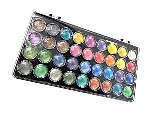 Набір акварельних фарб MONT MARTE Signature Metallic з перламутром 36 кольорів+1 пензлик ALLe2154, фото 1