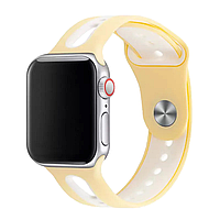 Силиконовый ремешок Sport для Apple Watch 42/44/45/49 mm Желто-белый