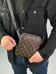 Чоловіча сумка Луї Віттон коричнева Louis Vuitton S-Lock Vertical Zip Bag Brown