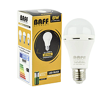 Лампа LED BAFF з акумулятором автономна аварійна 8 W E27 6500 К