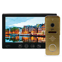 Комплект відеодомофона Light Vision: домофон 7" AMSTERDAM FHD Black та відеопанель RIO FHD Gold