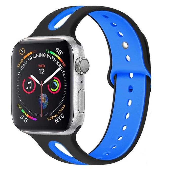 Силіконовий ремінець Sport для Apple Watch 42/44/45/49 mm Чорно-синій