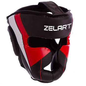 Дитячий боксерський шолом із повним захистом Zelart BO-7041 розмір S чорно-червоний