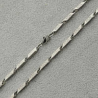 Чоловічий ланцюжок сріблястий із візерунком неіржавка медична сталь Stainless Steel довжина 60 см ширина 3 мм