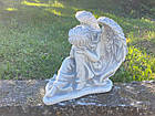 Фігура Ангел з крилами, сумуючий Ангел, Ангел з арт-бетону на могилу 25 см, фото 8