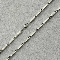 Чоловічий ланцюжок сріблястий із візерунком неіржавка медична сталь Stainless Steel довжина 60 см ширина 3 мм