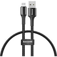 Кабель для iPhone lightning с подсветкой Baseus Halo Data Cable USB for iP 0.5M Black (CALGH-F01)