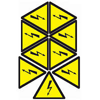 Знак "Небезпека ураження електричним струмом" 130 мм (на аркуші 9 шт)