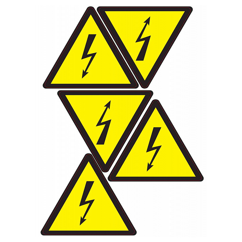 Знак "Небезпека ураження електричним струмом" 160 мм (на аркуші 5 шт)