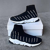 Женские кроссовки Balenciaga Speed Trainer Black White Many Logo