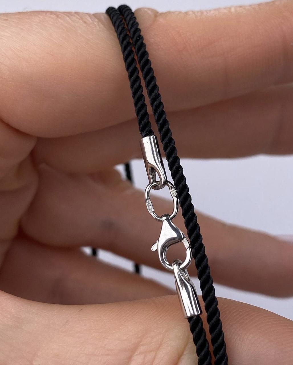 Шовковий шнурок зі срібним замком родій, фото 1