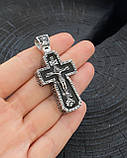 Срiбний православний хрест з чорним деревом, фото 4