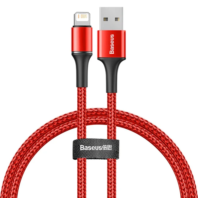 Кабель для iPhone lightning з підсвічуванням Baseus Halo Data Cable USB for iP 0.5M Red (CALGH-F09)